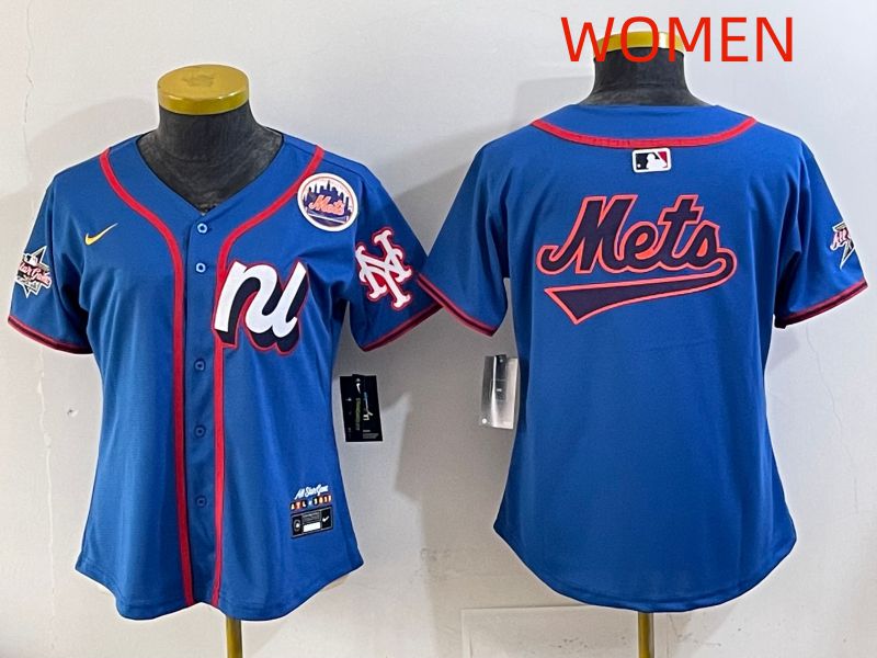 Women 2025 New York Mets Blank Blue All star Nike MLB Jersey style 01